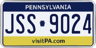 PA license plate JSS9024