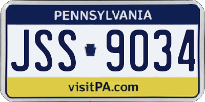 PA license plate JSS9034