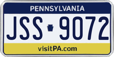 PA license plate JSS9072