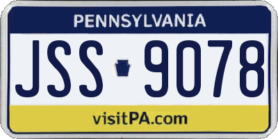 PA license plate JSS9078