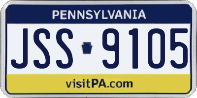 PA license plate JSS9105