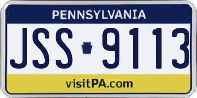PA license plate JSS9113