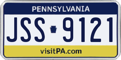 PA license plate JSS9121