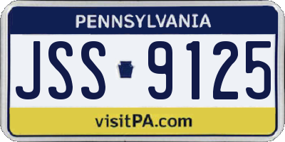 PA license plate JSS9125
