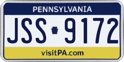 PA license plate JSS9172
