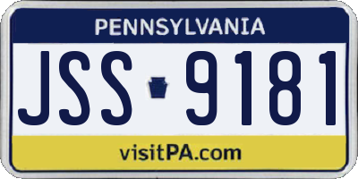PA license plate JSS9181
