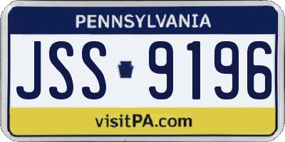PA license plate JSS9196