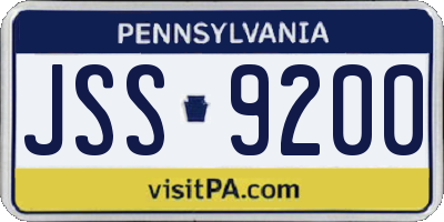 PA license plate JSS9200
