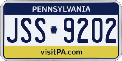 PA license plate JSS9202