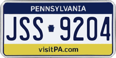 PA license plate JSS9204