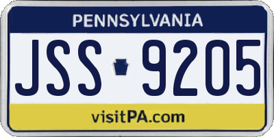 PA license plate JSS9205