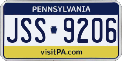 PA license plate JSS9206