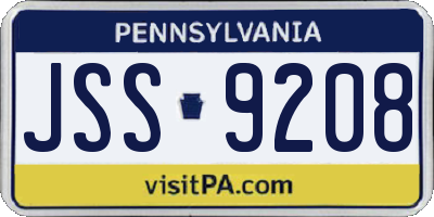 PA license plate JSS9208