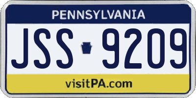 PA license plate JSS9209