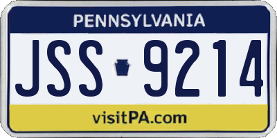 PA license plate JSS9214