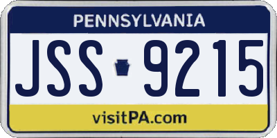 PA license plate JSS9215