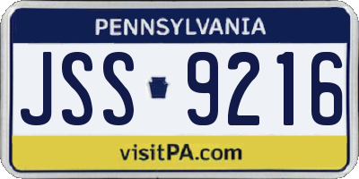 PA license plate JSS9216