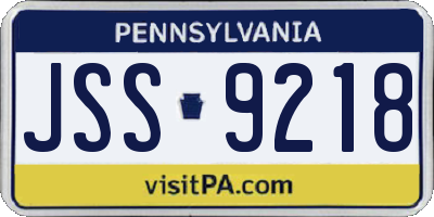 PA license plate JSS9218