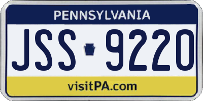 PA license plate JSS9220