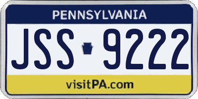 PA license plate JSS9222
