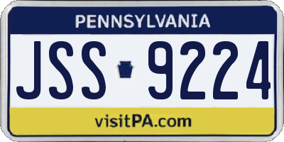 PA license plate JSS9224