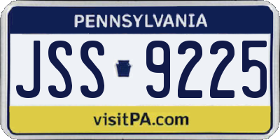PA license plate JSS9225