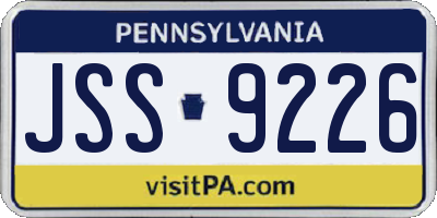 PA license plate JSS9226