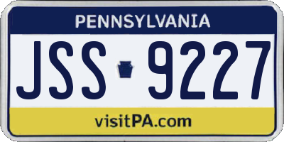 PA license plate JSS9227