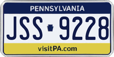 PA license plate JSS9228