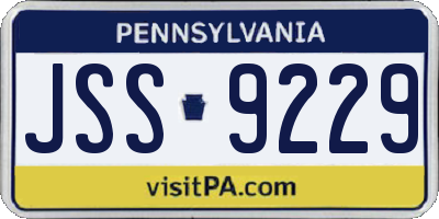 PA license plate JSS9229