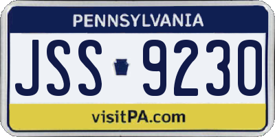 PA license plate JSS9230