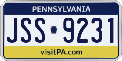 PA license plate JSS9231
