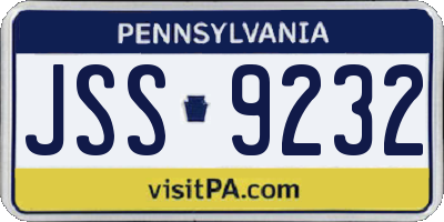 PA license plate JSS9232