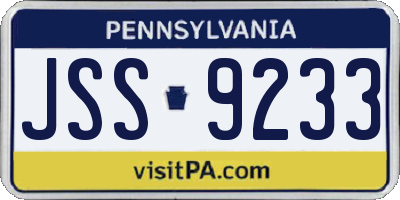 PA license plate JSS9233