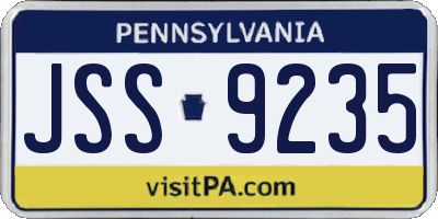 PA license plate JSS9235