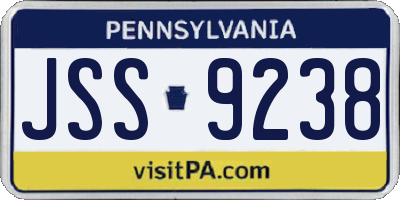 PA license plate JSS9238
