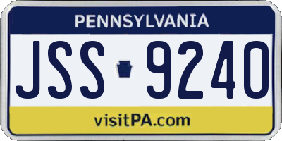 PA license plate JSS9240