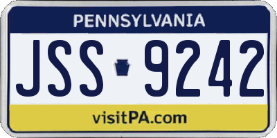 PA license plate JSS9242