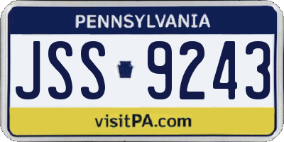 PA license plate JSS9243