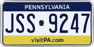 PA license plate JSS9247