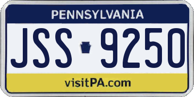 PA license plate JSS9250