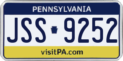 PA license plate JSS9252