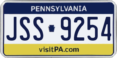 PA license plate JSS9254
