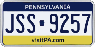 PA license plate JSS9257