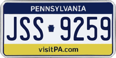 PA license plate JSS9259