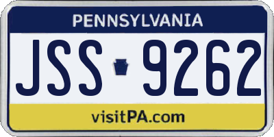 PA license plate JSS9262