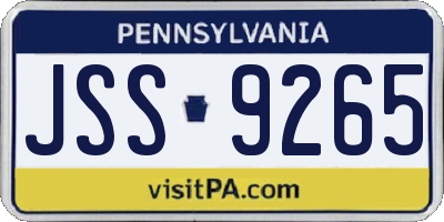 PA license plate JSS9265