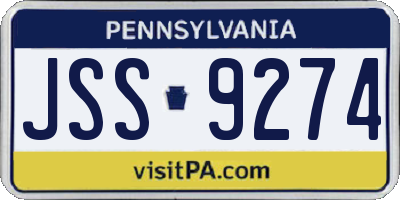 PA license plate JSS9274