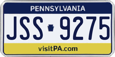 PA license plate JSS9275