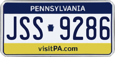 PA license plate JSS9286